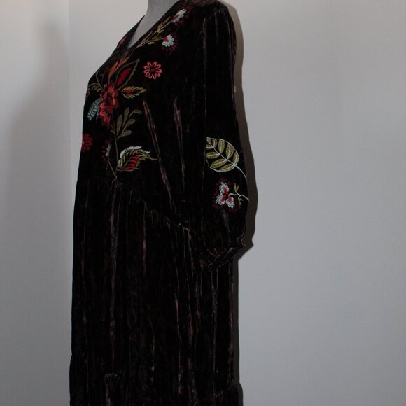 NWT Johnny Was Workshop JWLA Biya Embroidered Velvet Isabella Tiered Dress - Picture 6 of 10